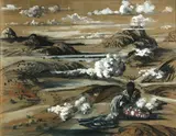 Eugene Berman, Indian landscape, 1940, ink and gouache on paperboard