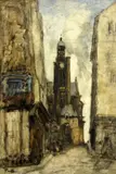 French street scene by Frank Myers Boggs, ink and oil on canvas, offered Nov 2013