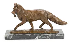 Kenneth Rodney Bunn, Coyote, bronze with brown patina on a marble base