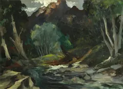 Perry Creek in January by Kenneth Callahan, oil on paper on board, sold Nov 2013