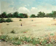Ernest Chiriaka, Shimmering trees, oil on masonite
