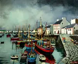 Evalyne Firmin, Port de Pêche en Bretagne, 1962, oil on canvas