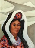 Edith Anne Hamlin, Mercado #2, Chichicastenango, Guatamala, 1978, oil on board