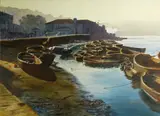 Joseph Morgan Henninger, Sunrise, Oporto, Portugal, 1965, watercolor on paper