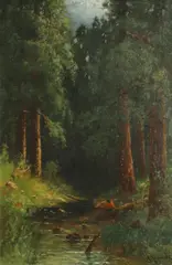 Carl Jonnevold, In the Redwoods, California, oil on canvas