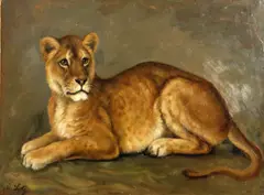 Matilda Lotz, Lioness; Two dogs (2), first signed 'M. Lotz' (lower left); second signed 'M. Lotz' (lower right)