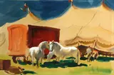 Charles Payzant, Circus horses, watercolor and gouache on paper