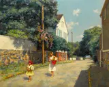 Dan Truth, Mother and daughter, circa 1949, oil on canvas