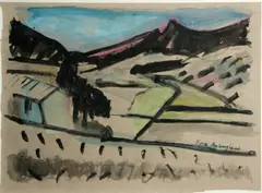 Pierre Ambrogiani, Paysage, watercolor on paper