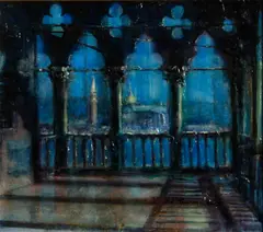 unknown Artist, Venice by moonlight, 1962, oil on board