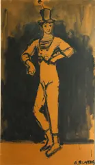 Acrobat by Arbit Blatas, watercolor and India ink on brown paper, offered Nov 2013