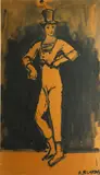 Arbit Blatas, Acrobat, watercolor and India ink on brown paper