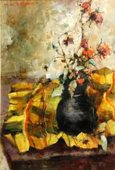 Still life with flowers by Michel de Gallard, oil on canvas, sold Nov 2013