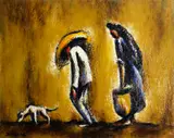 Dan Lutz, Despues del Mercado, oil on canvas