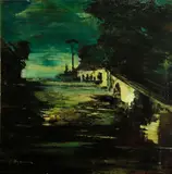 Ubaldo Magnavacca, River scene, oil on board