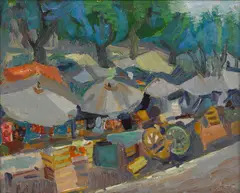 Alfréd Réth, Untitled, 1963, oil, fabric and paper collage on canvas