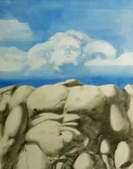 Study for Fossil Giant, Head in Clouds by Paul Wonner, 1969, watercolor and pencil on paper, sold Nov 2013