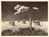 John Rogers Cox, Wheat Shocks, 1951, Lithograph on wove paper