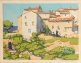 Norma Bassett Hall, La Gaude, France, 1943, Color woodcut on laid paper