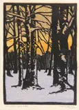 William S. Rice, Winter Woods, n.d., Color woodcut on laid paper