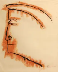 Untitled (Profile) by Ben Shahn, c. 1969, Color lithograph on tissue thin paper, sold Nov 2013