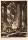 Reynold Weidenaar, Cathedral Repair, Mexico City, 1949, Mezzotint on wove paper