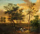 Landscape with figures by Dutch School, oil on canvas, offered Jul 2013
