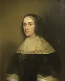 Isaack Luttichuys, A portrait of a lady, half-length, seated, with a broad lace collar, oil on canvas