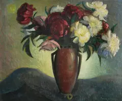 Walter Alexander Bailey, Still life with pink and white flowers, oil on canvas