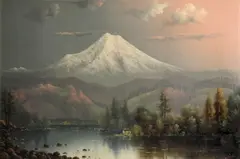 Mount Hood at sunset by Eliza Barchus, oil on board, sold Jul 2013