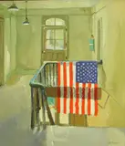 Bruce Wallace Butte, Stairway, U.S. Hotel, oil on canvas
