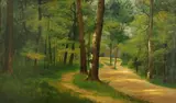 James Everett Stuart, Trees on a path near the north end of Goat Island, Niagara Falls, Niagara, New York