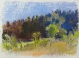Wolf Kahn, Near the Tennis, 1989, pastel on paper