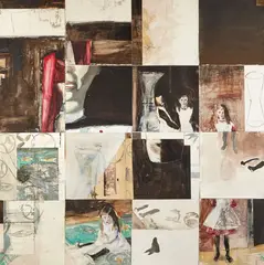 Carl Palazzolo, Watercolor Study for the Sisters #5, watercolor and mixed media on paper
