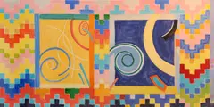 Katherine Porter, Study for outdoor tile, gouache and crayon on paper