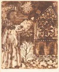 Noël by Betye Saar, c. 1960, Etching in reddish-brown on cream wove paper, offered Jul 2013