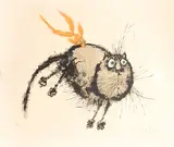 Ronald Searle, Inefficient Cat Caught by an Astute Goldfish, 1968, Color lithograph on Arches paper