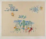 Pat Steir, Kweilin Dreaming 35, 1989, Handcolored monotype on silk affixed to wove paper