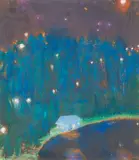 unknown Artist, Untitled (Night Sky), n.d., Color offset lithograph on wove paper, after a painting