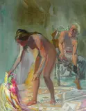Donald Putnam, Bordello, watercolor and gouache on paper