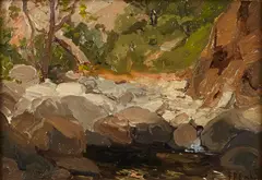 Franz Bischoff, A brook in the woods, oil on canvas