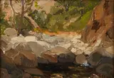 Franz Bischoff, A brook in the woods, oil on canvas