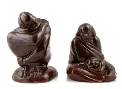 Donal Hord, Mother and Child; Spring Stirring (2), both initialed 'DH' and marked with an Iron Mountain Stoneware factory mark; first numbered 23; second numbered 24 (on the underside of the base)