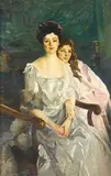 Portrait of mother and child by American School, oil on canvas, offered Jun 2013