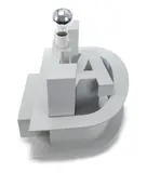 Nancy Dwyer, Bright Idea, 1991, white painted aluminum with light bulb fixture, light bulb and caster wheels