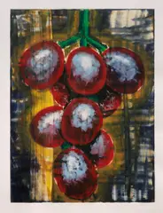 Aaron Fink, Hanging Grapes, 1990, oil counterproof and ink on paper