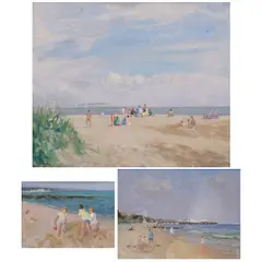 George Wilson, Beach scene, oil on masonite