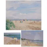 George Wilson, Beach scene, oil on masonite