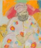 Leon Gaspard, Seated man, pencil and pastel on paper