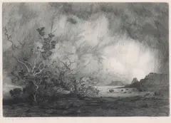 George Elbert Burr, Desert Shower (S. 221), 1921, Etching and drypoint on wove paper
